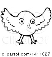 Poster, Art Print Of Cartoon Black And White Lineart Bird