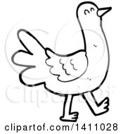 Poster, Art Print Of Cartoon Black And White Lineart Bird