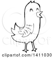 Poster, Art Print Of Cartoon Black And White Lineart Bird