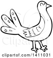 Poster, Art Print Of Cartoon Black And White Lineart Bird