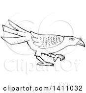 Poster, Art Print Of Cartoon Black And White Lineart Bird