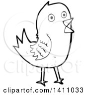 Poster, Art Print Of Cartoon Black And White Lineart Bird