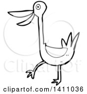 Poster, Art Print Of Cartoon Black And White Lineart Bird