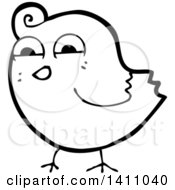 Poster, Art Print Of Cartoon Black And White Lineart Bird