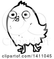 Poster, Art Print Of Cartoon Black And White Lineart Bird