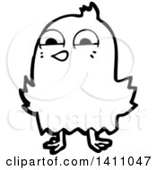 Poster, Art Print Of Cartoon Black And White Lineart Bird