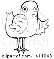 Poster, Art Print Of Cartoon Black And White Lineart Bird