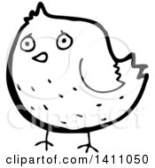 Poster, Art Print Of Cartoon Black And White Lineart Bird