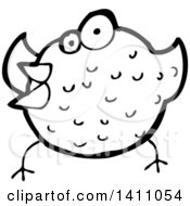 Poster, Art Print Of Cartoon Black And White Lineart Bird