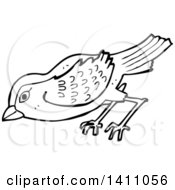 Poster, Art Print Of Cartoon Black And White Lineart Bird