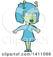 Clipart Of A Cartoon Alien Girl Royalty Free Vector Illustration