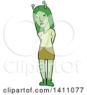 Clipart Of A Cartoon Female Alien Royalty Free Vector Illustration