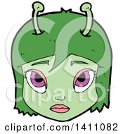 Poster, Art Print Of Cartoon Female Alien Face