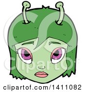 Clipart Of A Cartoon Female Alien Face Royalty Free Vector Illustration by lineartestpilot