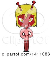 Clipart Of A Cartoon Female Alien Royalty Free Vector Illustration by lineartestpilot