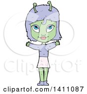 Clipart Of A Cartoon Female Alien Royalty Free Vector Illustration by lineartestpilot