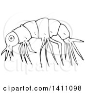 Clipart Of A Cartoon Black And White Lineart Shrimp Or Prawn Royalty Free Vector Illustration by lineartestpilot