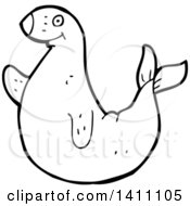 Clipart Of A Cartoon Black And White Lineart Seal Royalty Free Vector Illustration by lineartestpilot