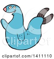 Clipart Of A Cartoon Blue Seal Royalty Free Vector Illustration by lineartestpilot