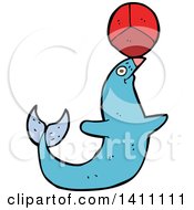 Clipart Of A Cartoon Blue Seal Royalty Free Vector Illustration