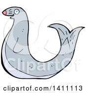 Clipart Of A Cartoon Gray Seal Royalty Free Vector Illustration