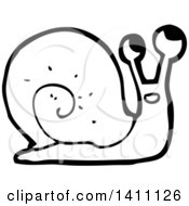 Clipart Of A Cartoon Black And White Snail Royalty Free Vector Illustration