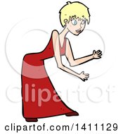 Clipart Of A Cartoon Blond White Woman Dancing The Robot Royalty Free Vector Illustration by lineartestpilot