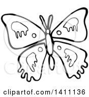 Poster, Art Print Of Cartoon Black And White Lineart Butterfly