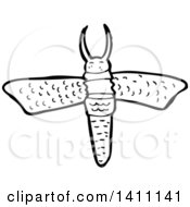 Clipart Of A Cartoon Black And White Lineart Bug Royalty Free Vector Illustration