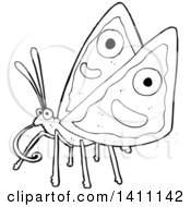 Clipart Of A Cartoon Black And White Lineart Butterfly Royalty Free Vector Illustration