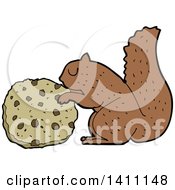 Clipart Of A Cartoon Sqirrel Eating A Cookie Royalty Free Vector Illustration by lineartestpilot