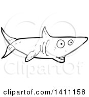 Poster, Art Print Of Black And White Lineart Shark