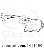 Poster, Art Print Of Cartoon Black And White Lineart Elephant