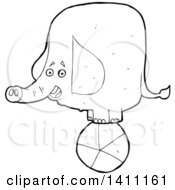 Poster, Art Print Of Cartoon Black And White Lineart Elephant