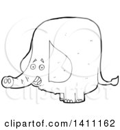 Poster, Art Print Of Cartoon Black And White Lineart Elephant