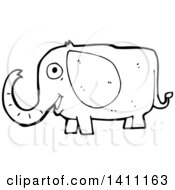 Poster, Art Print Of Cartoon Black And White Lineart Elephant