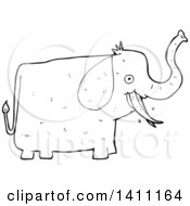 Poster, Art Print Of Cartoon Black And White Lineart Elephant