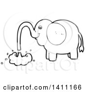 Clipart Of A Cartoon Black And White Lineart Elephant Royalty Free Vector Illustration