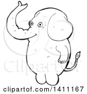 Poster, Art Print Of Cartoon Black And White Lineart Elephant