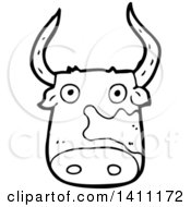 Poster, Art Print Of Cartoon Black And White Lineart Cow Bull