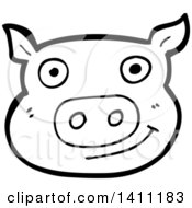 Poster, Art Print Of Cartoon Black And White Lineart Pig