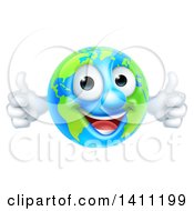 Poster, Art Print Of Happy Earth Mascot Giving Two Thumbs Up
