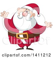 Poster, Art Print Of Cartoon Chubby Christmas Santa Claus With Open Arms