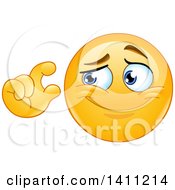 Poster, Art Print Of Cartoon Yellow Smiley Face Emoji Emoticon Gesturing A Small Measurement