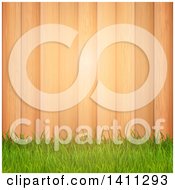 Poster, Art Print Of Background Of Green Grass Over Wood Panels With Light