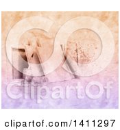 Clipart Of A Watercolor Scene Of Blank Art Canvases And Paintbrushes Royalty Free Illustration