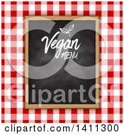 Poster, Art Print Of Vegan Menu Chalkboard Over Red Gingham Cloth