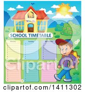 Clipart Of A School Timetable With A Boy Royalty Free Vector Illustration