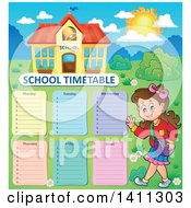 Clipart Of A School Timetable With A Girl Royalty Free Vector Illustration
