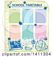 Poster, Art Print Of School Timetable With Sketched Supplies